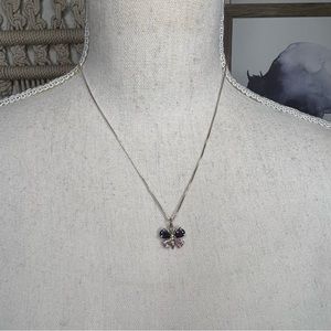 Sterling silver vintage pink and purple gem butterfly necklace